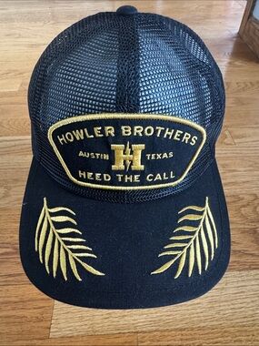 Howler Brothers Black Hat with Gold Embroidered on bill  SnapBack